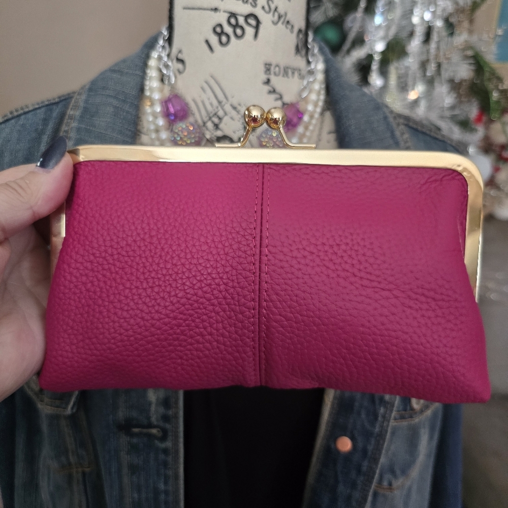 Wallet Pink With Gray Polka Dot Interior  Kissie Lock